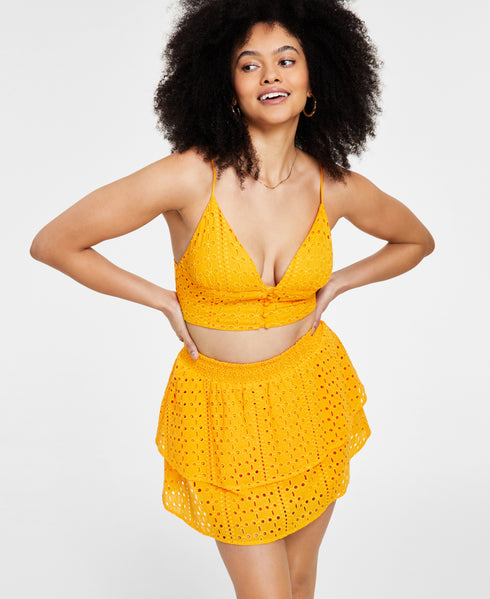 Women's Eyelet Crop Top Gold Brick XL